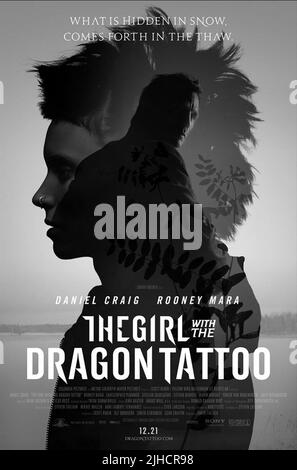 ROONEY MARA, DANIEL CRAIG, L'affiche de la fille avec le tatouage de Dragon, 2011 Banque D'Images