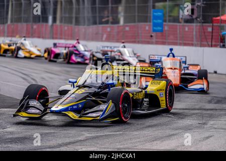 Toronto, ONTARIO, Canada. 17th juillet 2022. COLTON HERTA (26), de Valence, en Californie, fait des courses à travers les virages lors de la Honda Indy Toronto au Streets of Toronto Exhibition place, à Toronto, EN ONTARIO. (Image de crédit : © Walter G. Arce Sr./ZUMA Press Wire) Banque D'Images