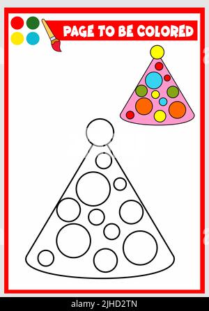 livre de coloriage pour enfants. chapeau d'anniversaire Illustration de Vecteur
