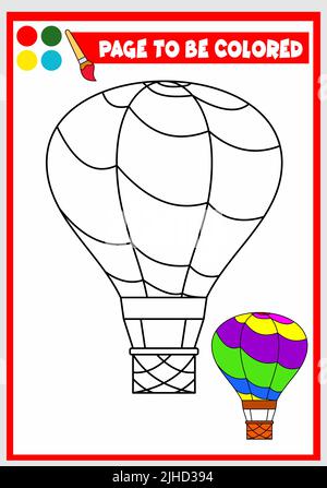 livre de coloriage pour enfants. ballon d'air Illustration de Vecteur