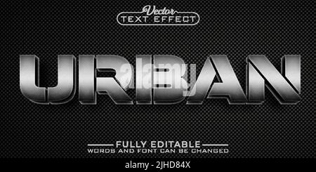 Modèle d'effet de texte modifiable à vecteur urbain argenté Illustration de Vecteur