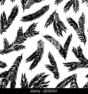 Branches d'épinette dessinées à la main, motif vectoriel sans couture Illustration de Vecteur