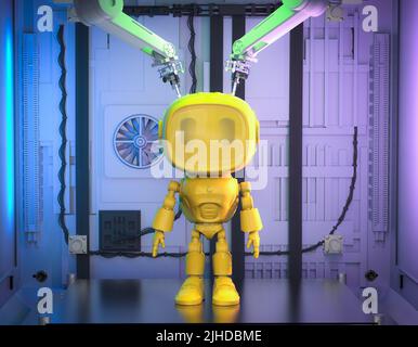 3d rendu 3d imprimante impression petit robot jouet modèle Banque D'Images