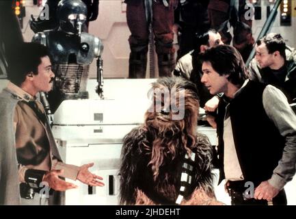 BILLY DEE WILLIAMS, PETER MAYHEW, HARRISON FORD, Star Wars : Episode VI - LE RETOUR DU JEDI, 1983 Banque D'Images