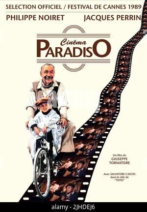 PHILIPPE NOIRET, SALVATORE CASCIO, affiche de Cinema Paradiso, 1988 Banque D'Images