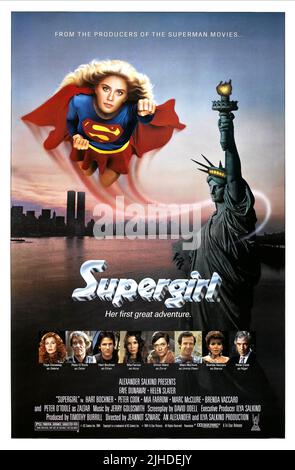 SLATER,DUNAWAYE,O'TOOLE,BOCHNER,FARROW,WARD,MCCLURE,VACCARO,POSTER, SUPERGIRL, 1984 Banque D'Images