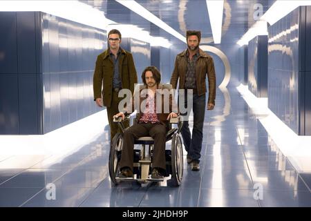 NICHOLAS HOULT, JAMES MCAVOY, Hugh Jackman, X-MEN : DAYS OF FUTURE PAST, 2014 Banque D'Images