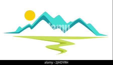 Montagnes paysage icônes isolées image d'entreprise vecteur modèle d'identité Illustration de Vecteur