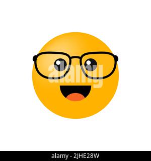 Émoticone avec lunettes isolées sur fond blanc. Illustration vectorielle Illustration de Vecteur