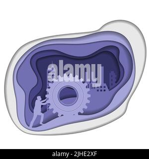 Concept de travail d'équipe. Style de coupe de papier. Illustration vectorielle Illustration de Vecteur