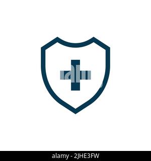 Bouclier avec icône en croix isolée sur fond blanc. Illustration vectorielle Illustration de Vecteur