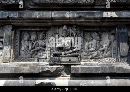 Relief à Candi Prambanan, Temple de Prambanan, Yogyakarta, centre de Java Indonésie Banque D'Images