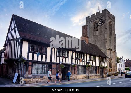 Le guildhall 15 siècle bois chêne bâtiment encadré haute rue Henley dans Arden Warwickshire Angleterre Royaume-Uni Banque D'Images