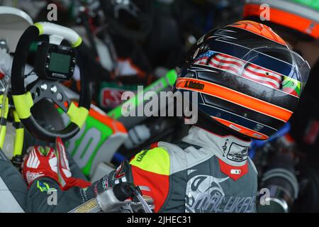 David Malukas est un pilote de course IndyCar lituanien-américain, actuellement avec Dale Coyne Racing, vu ici pendant sa carrière de karting. Banque D'Images