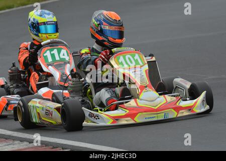 David Malukas est un pilote de course IndyCar lituanien-américain, actuellement avec Dale Coyne Racing, vu ici pendant sa carrière de karting. Banque D'Images