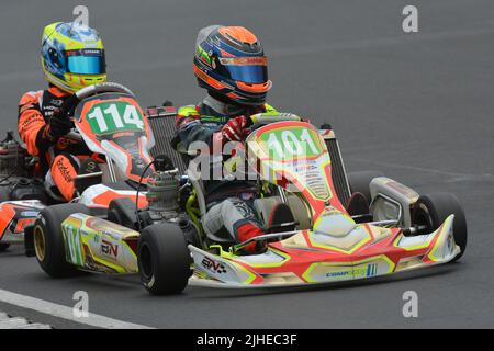 David Malukas est un pilote de course IndyCar lituanien-américain, actuellement avec Dale Coyne Racing, vu ici pendant sa carrière de karting. Banque D'Images