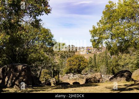 Vue panoramique de la Villa Yacanto, vallée de Calamuchita, province de Cordoue, Argentine Banque D'Images