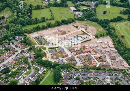 Une vue aérienne de la nouvelle maison, à Handforth, Greater Manchester, nord-ouest de l'Angleterre, Royaume-Uni Banque D'Images