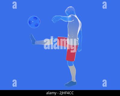 3d illustration d'un joueur de football (soccer) jouant des pièces de set. Uniforme de couleur de l'équipe nationale de Pologne. Banque D'Images
