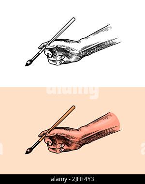 Pinceau à main. Processus d'art ou dessin, écriture manuscrite. Style d'encre vintage. Illustration vectorielle pour une affiche ou une bannière. Illustration de Vecteur