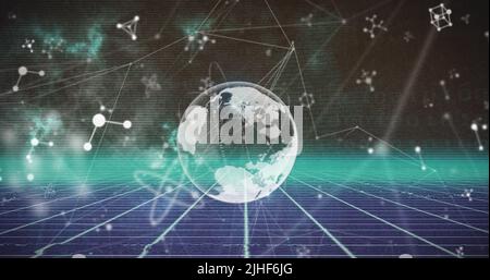 Image du globe sur réseau de connexions et de molécules Banque D'Images