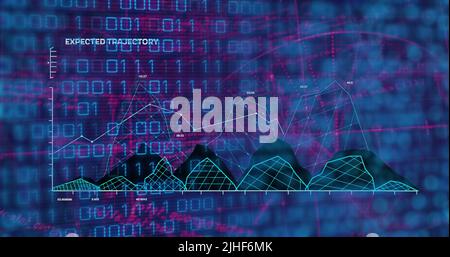 Image de diverses données financières et graphiques sur écran bleu Banque D'Images
