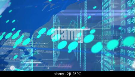 Image du traitement des données sur fond noir Banque D'Images