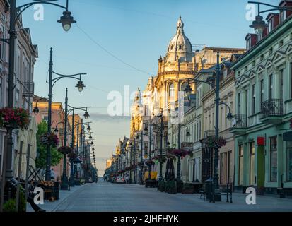 Rue Piotrkowska à Lodz, Pologne Banque D'Images