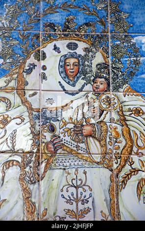 La Vierge del Pino sur un carreau de céramique, Saint patron de Teror, Grand Canary, îles Canaries, Espagne, Europe Banque D'Images