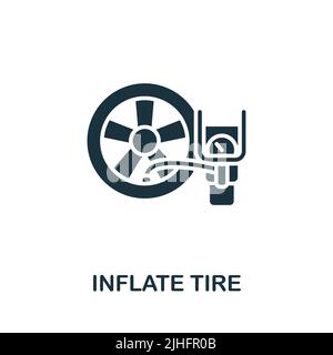 Ligne d'icône de gonflage des pneus. Symbole de service de voiture par élément simple pour les modèles, la conception Web et les infographies. Illustration de Vecteur