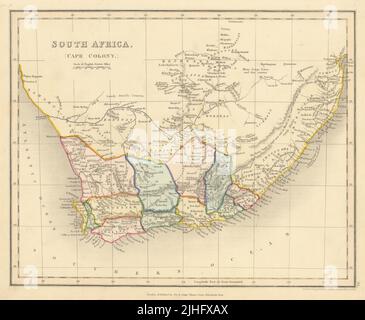 Afrique du Sud (Cape Colony) par John Dower. Carte des régions/comtés du Cap-Occidental 1845 Banque D'Images