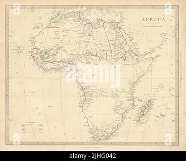 AFRIQUE. Carte pré-datant beaucoup d'exploration. Montagnes de Kong. SDUK 1851 ancien Banque D'Images
