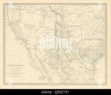 SOUTH WESTERN USA. Montrant la République du Texas et la Californie mexicaine. Carte SDUK 1851 Banque D'Images