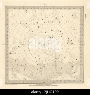 ASTRONOMIE CÉLESTE. Carte des étoiles. Tableau des étoiles, pôle Nord V. SDUK 1830 ancien Banque D'Images