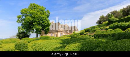 Jardins de Marquyssac près de Beynac le long de la Dordogne dans la région du Périgord en France Banque D'Images