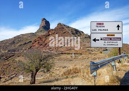 Vue sur Roque Bentyga, Tejeda, Grand Canary, îles Canaries, Espagne, Europe Banque D'Images