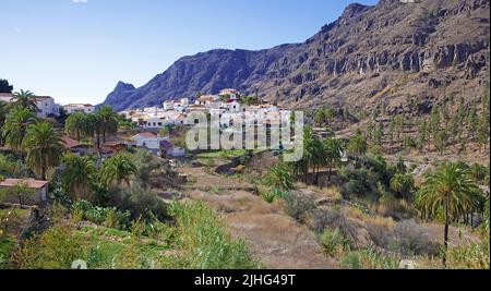 Le petit village Fataga, San Bartolome de Tirajana, Grand Canary, îles Canaries, Espagne, Europe Banque D'Images