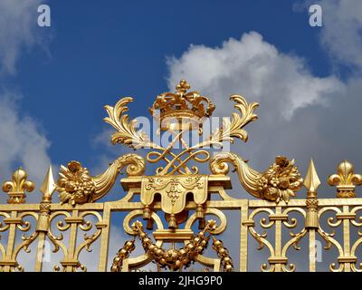 Éléments de décorations dorées à Versailles à Paris, France Banque D'Images