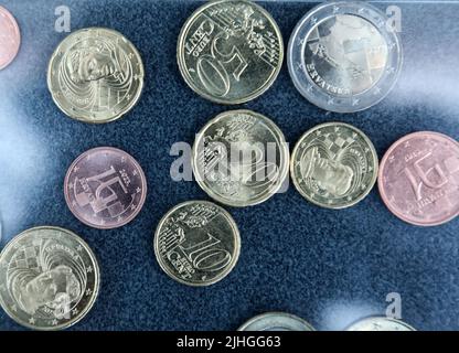 La production de pièces en euros croates a commencé à la monnaie croate, à Sveta Nedjelja, en Croatie, sur 18 juillet 2022. Photo: Zeljko Hladika/PIXSELL Banque D'Images