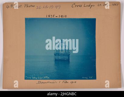 NJ - bord croisé. Traversez Ledge Light Station, New Jersey. Fin de série 1 février 1910. Banque D'Images