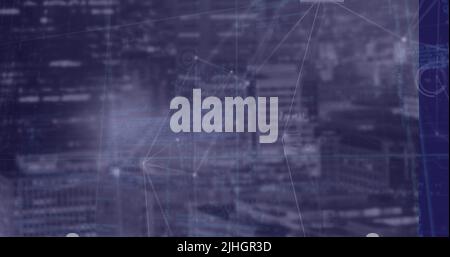 Image du réseau de connexions et de traitement des données sur CityScape Banque D'Images
