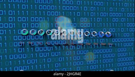 Image du traitement des données sur fond bleu Banque D'Images