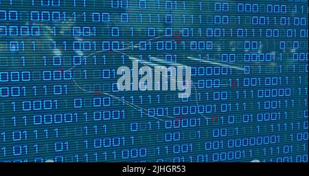 Image du traitement des données sur fond bleu Banque D'Images