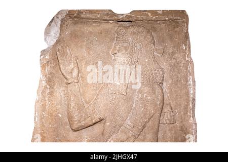 Prêtre tenant un sprint - détail - relief du palais de Sargon II à Dur-Sharrukin ( Khorsabad ) - Limestone - 8th siècle Musée de l'Hermitage de la Colombie-Britannique Banque D'Images