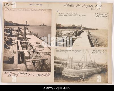 NY - Staten Island. Dépôt de Staten Island. Mur de mer, contrat d'Union, vue vers le nord, 1 juillet 1899. Banque D'Images