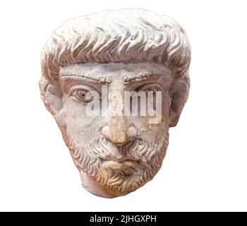 Tête d'un homme barbu - fragment de relief funéraire - calcaire - Palmyra, Syrie, 2nd siècle - calcaire Banque D'Images