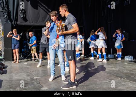 Davy Roef, gardien de but de Gent, photographié lors de la présentation de l'équipe à Gentse Feesten de l'équipe belge de football de première ligue KAA Gent, le lundi 18 juillet 2022 à Gand. BELGA PHOTO KURT DESPLENTER Banque D'Images