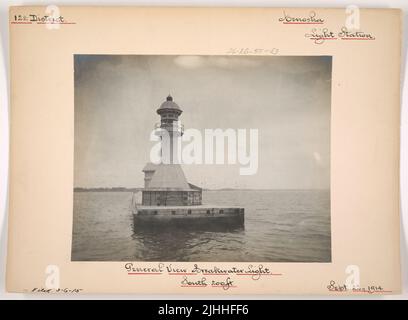 WI - Kenosha. Kenosha Light Station, Wisconsin. Vue générale de Breakwater Light, sud 200 pieds. Banque D'Images