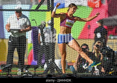 EUGENE, ÉTATS-UNIS - JUILLET 18: Valérie Allman des États-Unis en compétition sur Discus Throw Women pendant les Championnats du monde d'athlétisme sur 18 juillet 2022 à Eugene, Oregon, États-Unis (photo par Andy Astfalck/BSR Agency) Atletiekunie Banque D'Images