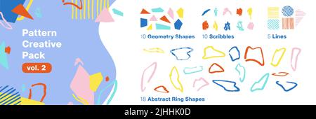 Scribbles à motif abstrait et coloré pour un ensemble de vecteurs d'arrière-plan esthétique Illustration de Vecteur